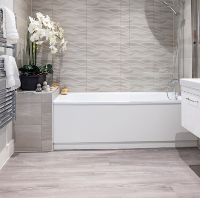 Grey tile bathroom